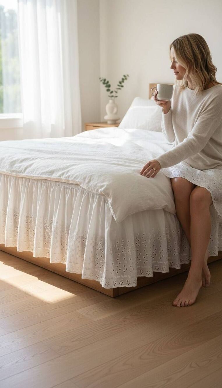 Eyelet bedskirt California King